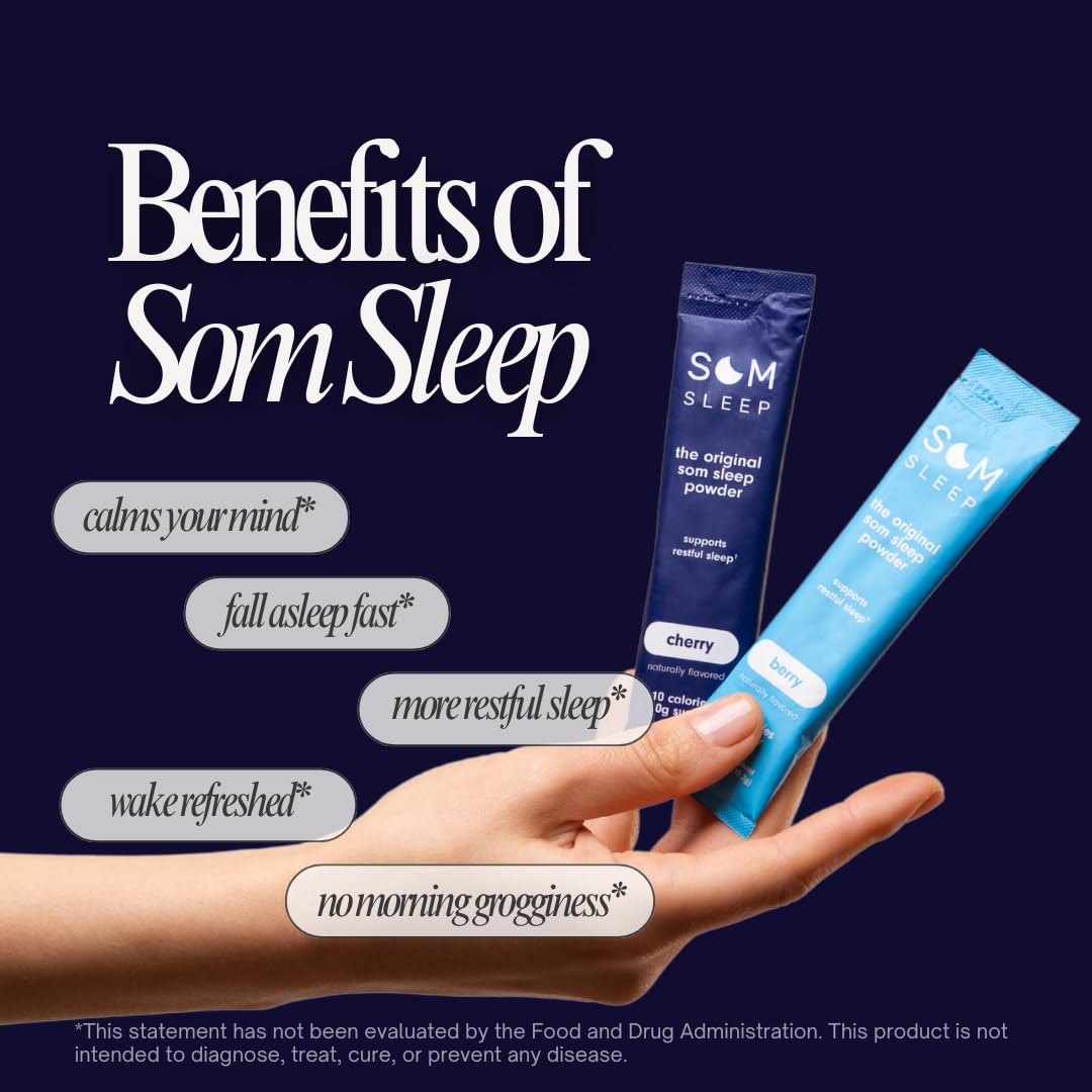Som Sleep Powder Drink Mix – 3mg Melatonin, Vegan, Zero Sugar, Berry 10-Pack