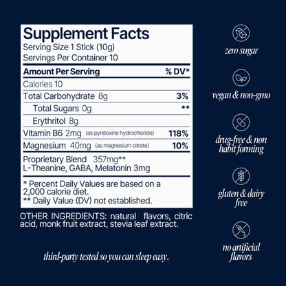 Som Sleep Restful Sleep Powder Mix – Melatonin, Magnesium, L-Theanine & GABA | Vegan, Zero Sugar, Keto Friendly – Cherry (10-Pack)