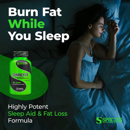 Somalyze Stimulant-Free Nighttime Appetite Suppressant | GABA & Melatonin | Gluten Free, 90 Capsules | Species Nutrition