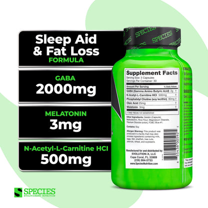Somalyze Stimulant-Free Nighttime Appetite Suppressant | GABA & Melatonin | Gluten Free, 90 Capsules | Species Nutrition