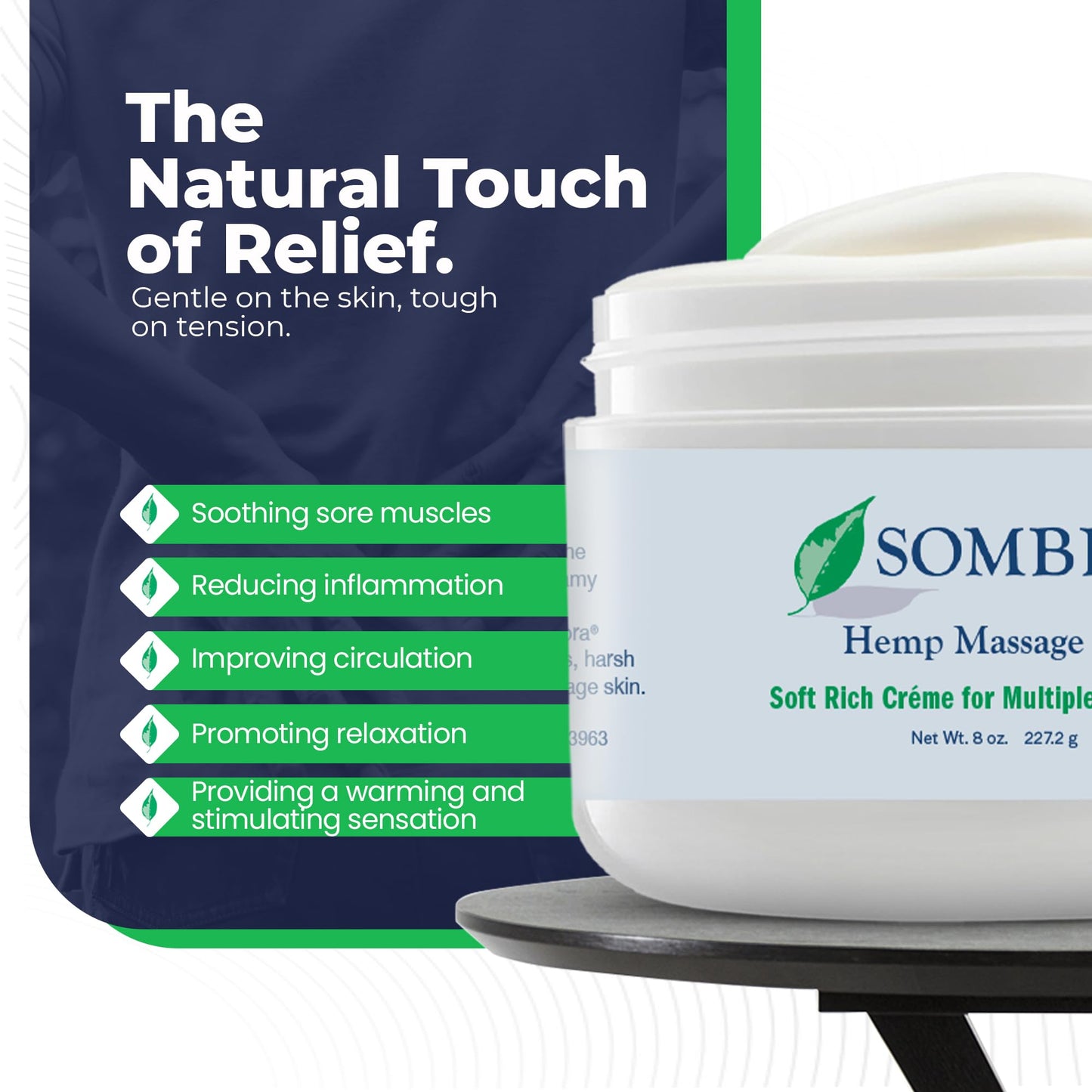 Sombra Hemp Massage Crème – Soothes Sore Muscles (8oz)