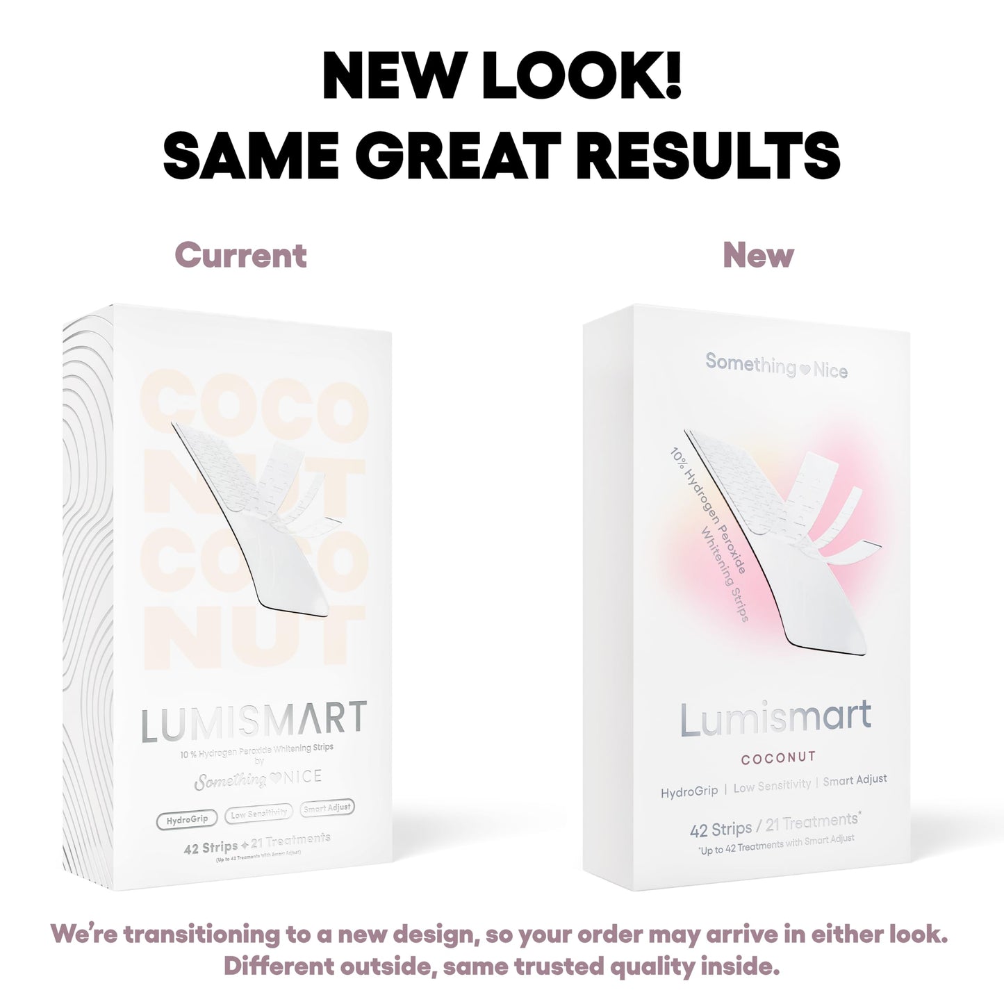 Something Nice Lumismart Whitening Strips – Dentist-Designed, Enamel-Safe, Coconut, 42 Treatments, Smart Adjust