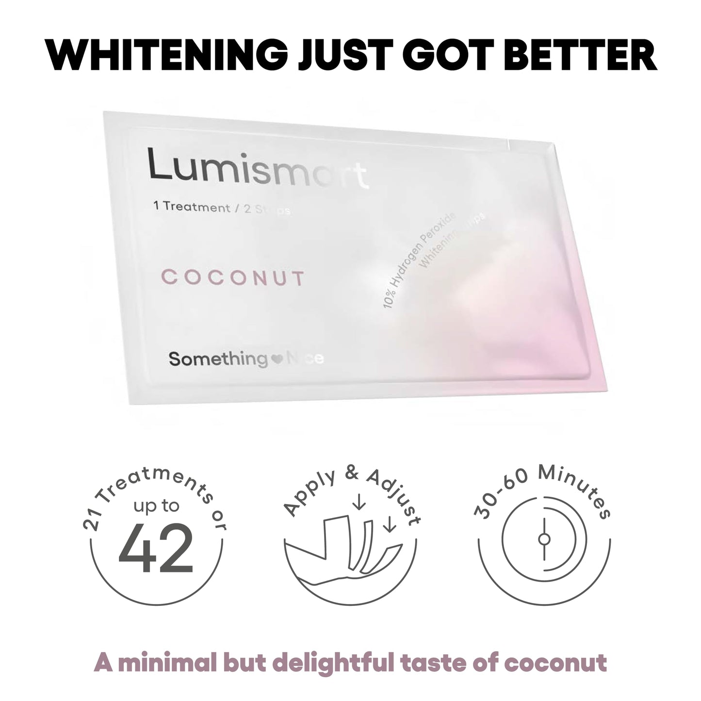Something Nice Lumismart Whitening Strips – Dentist-Designed, Enamel-Safe, Coconut, 42 Treatments, Smart Adjust