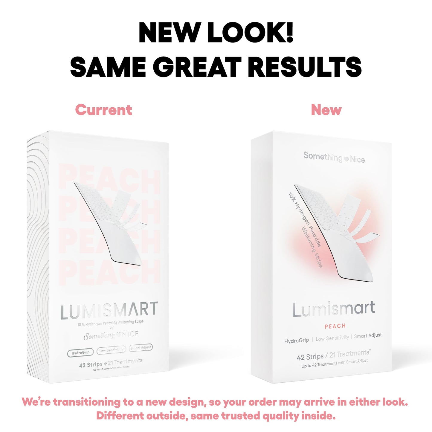 Something Nice Lumismart Whitening Strips – Dentist-Designed, Enamel Safe, Up to 42 Treatments with Smart Adjust – Peach for Sensitive Teeth