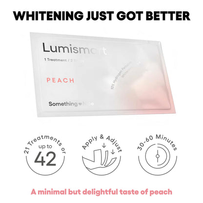 Something Nice Lumismart Whitening Strips – Dentist-Designed, Enamel Safe, Up to 42 Treatments with Smart Adjust – Peach for Sensitive Teeth