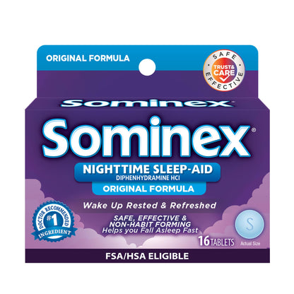 Sominex Nighttime Sleep-Aid Original Formula - Safe, Non-Habit Forming, 16 Tablets