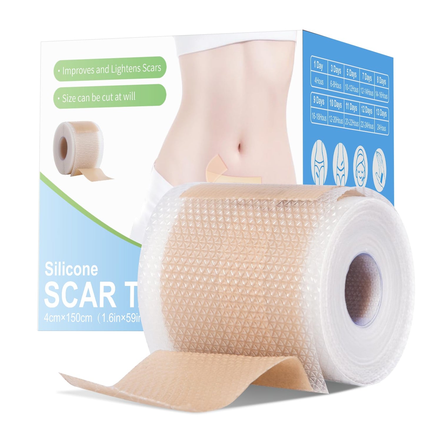 Somlzu Silicone Scar Sheets | 1.6 x 60 Inch Medical Grade Roll (1.5M)