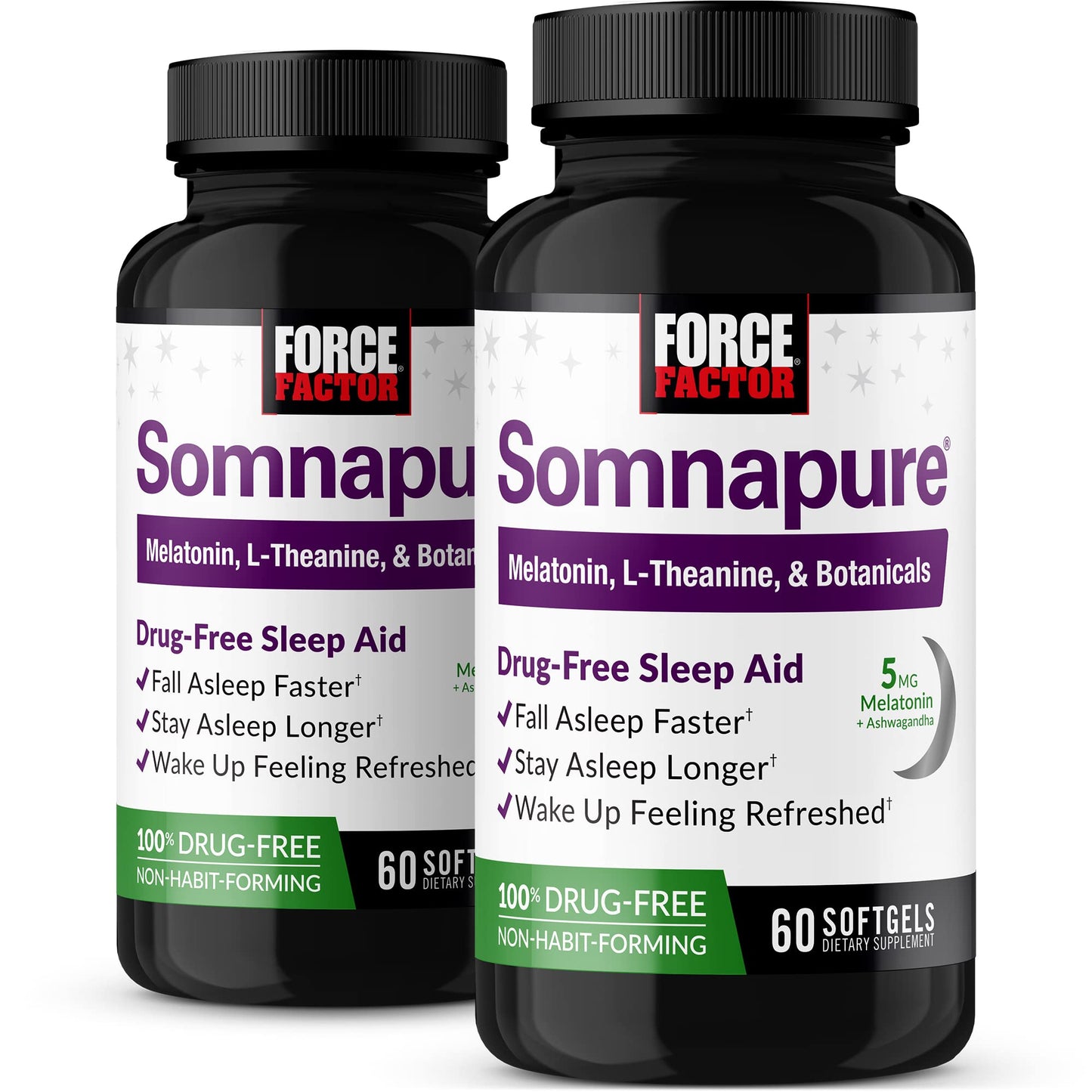 FORCE FACTOR Somnapure Softgels 2-Pack – Sleep Aid with Melatonin, Ashwagandha & Valerian Root (120 Softgels)