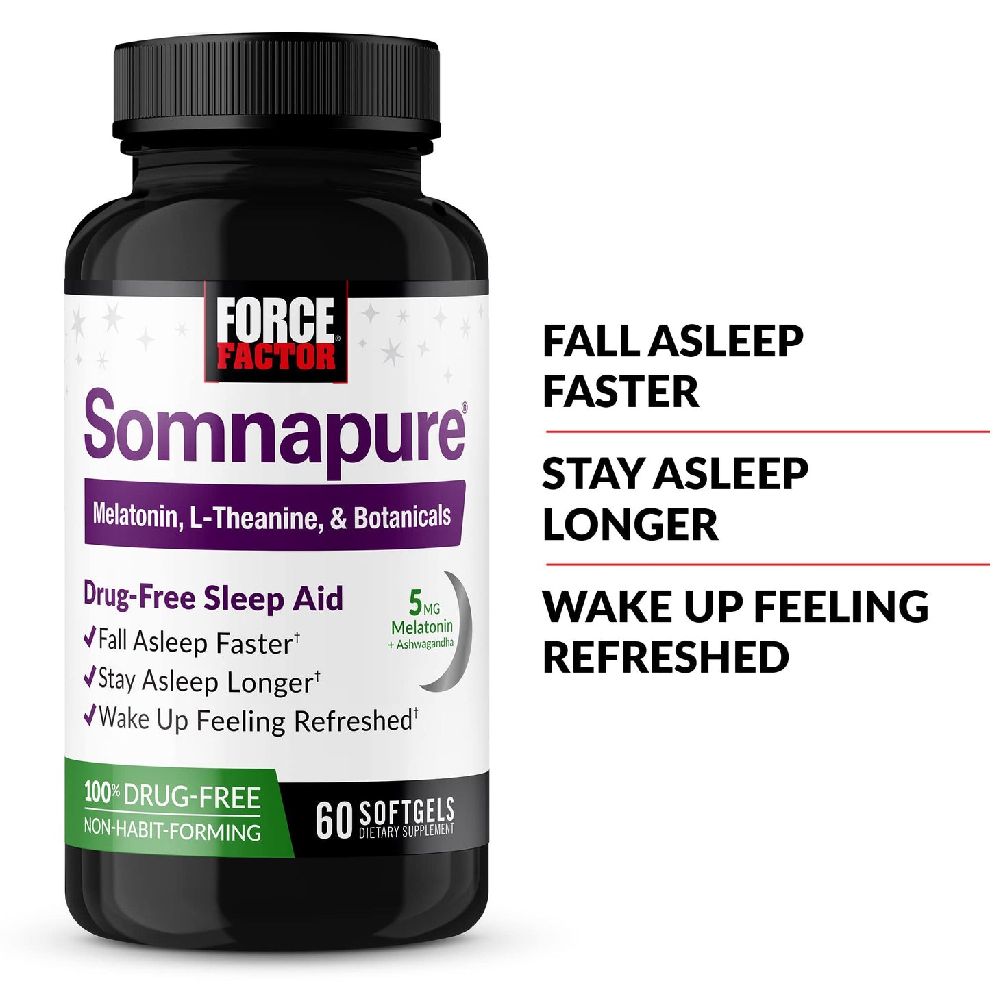 FORCE FACTOR Somnapure Softgels 2-Pack – Sleep Aid with Melatonin, Ashwagandha & Valerian Root (120 Softgels)