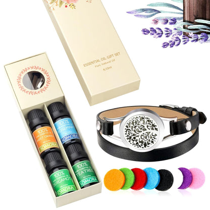 SOMORA Aromatherapy Diffuser Bracelet Gift Set – Unique Gifts for Women (Black)