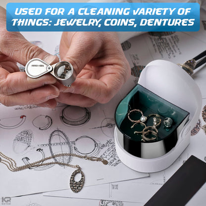Sonic Cordless Denture Cleaner for Jewellery, Rings & Coins – Portable Battery Vibrating Machine