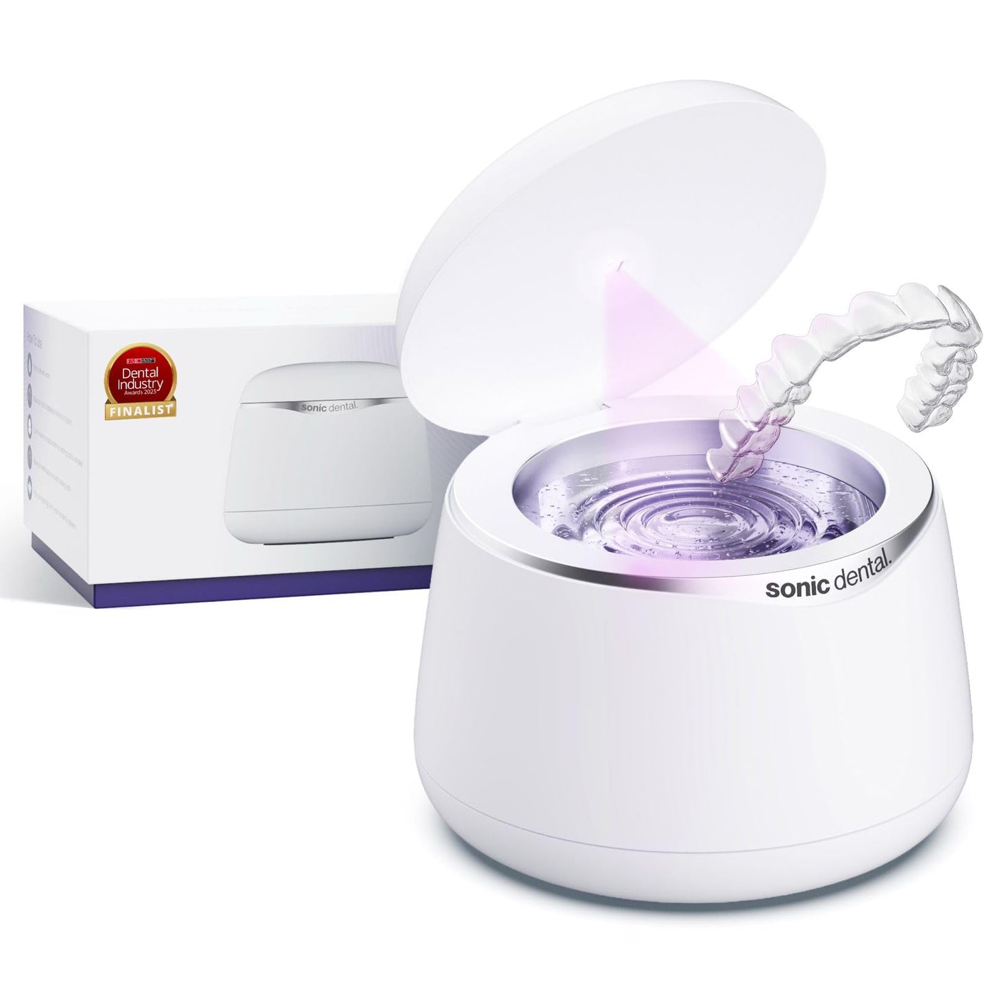 Sonic Pro Dental Cleaning Pod – 43kHz Ultrasonic Retainer Cleaner (Pearl White)