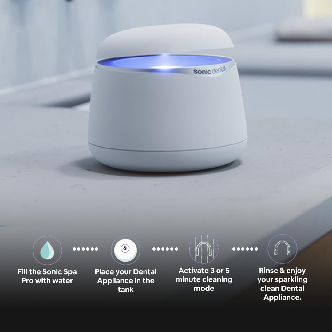 Sonic Pro Dental Cleaning Pod – 43kHz Ultrasonic Retainer Cleaner (Pearl White)