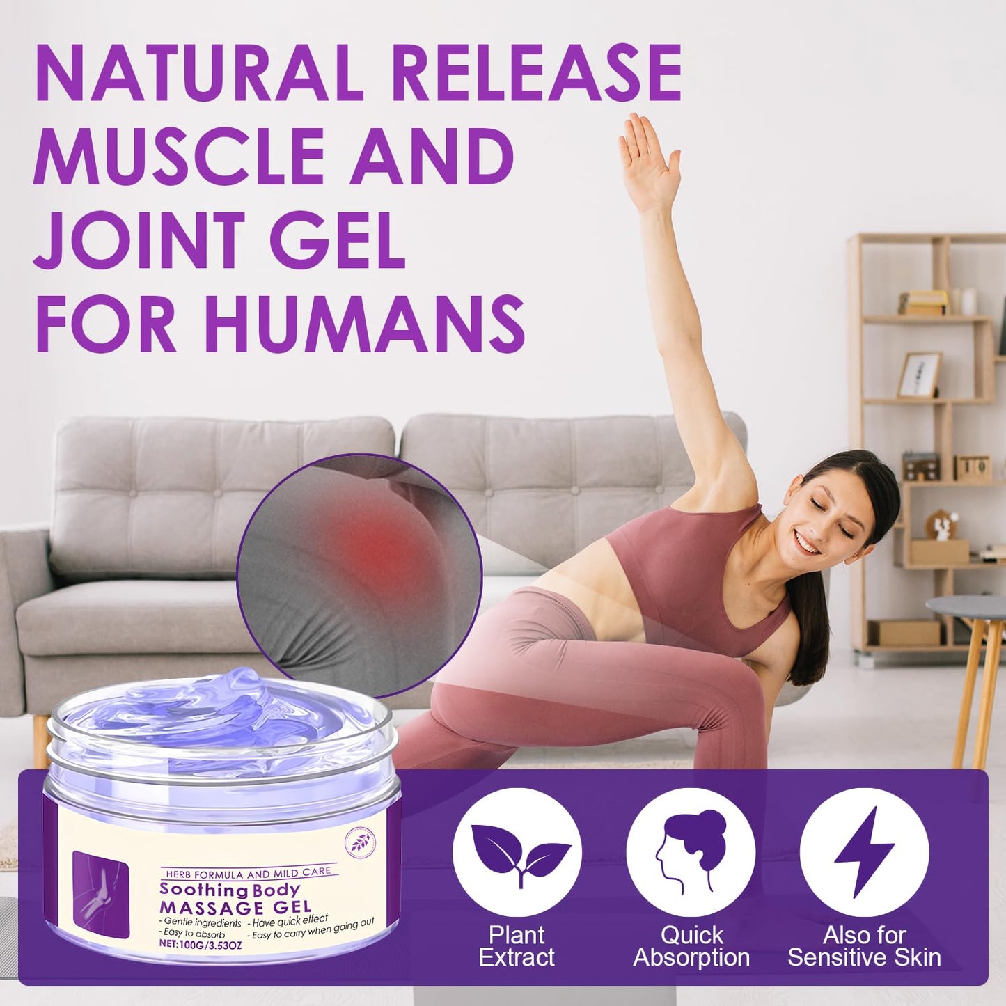 Soothing Body Massage Gel 3.53oz – Artemisia Leaf & Ginger, Lightweight & Cooling
