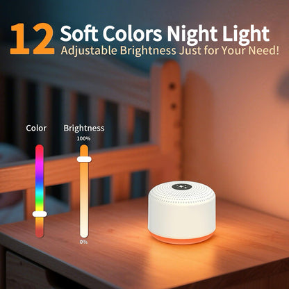 Soothing Sounds White Noise Machine — 30 Sounds, 12 Color Lights, 5 Brightness Levels, 32 Volume Levels, 4 Timers
