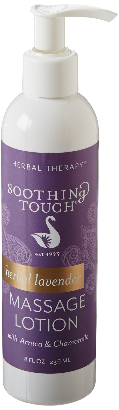 Soothing Touch Herbal Lavender Lotion 8 oz – Massage Lotion with St. John's Wort, Valerian & Lavender