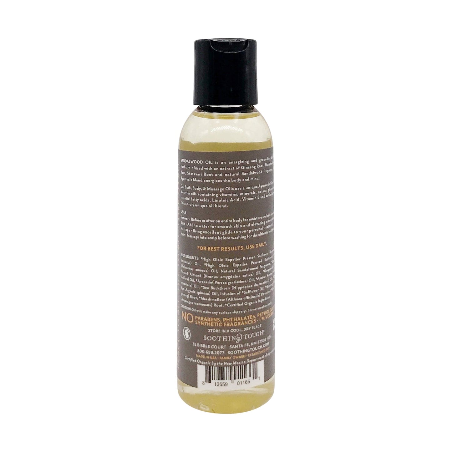 Soothing Touch Organic Sandalwood Bath, Body & Massage Oil – 4 fl oz