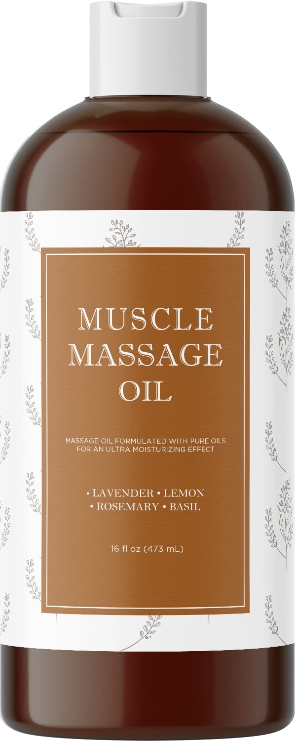 Sore Muscle Massage Oil for Body – Lavender & Rosemary, 16oz | Pro or Home Use