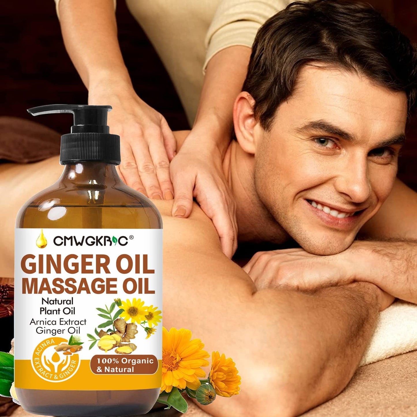 Ginger Massage Oil for Lymphatic Drainage | Natural Body Oil | Arnica & Sore Muscle Relief