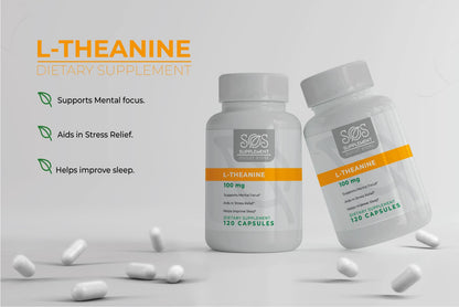SOS L-Theanine – Brain Support & Focus Supplement, 100mg, 120 Count