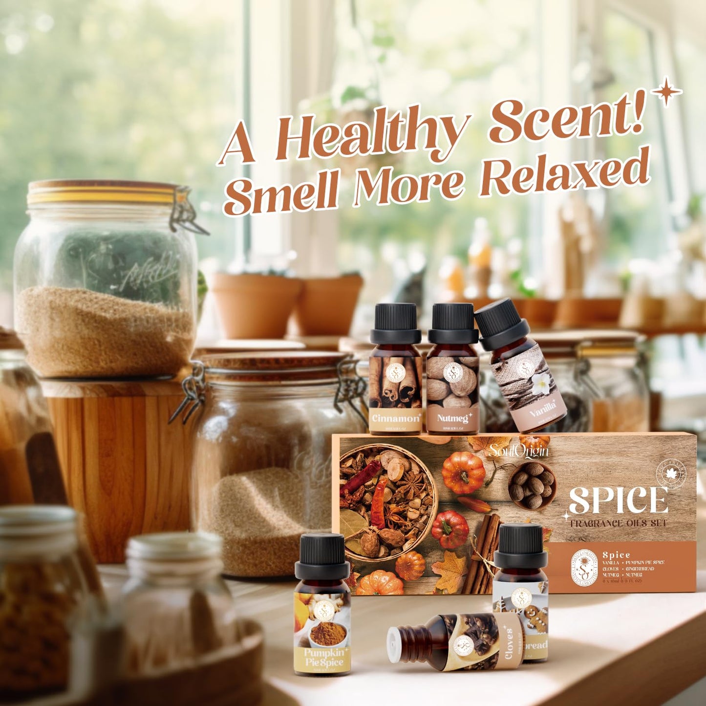 Soulorigin Autumn Spice Essential Oils Set – Cozy Fall Scents for Diffuser & Candle Making