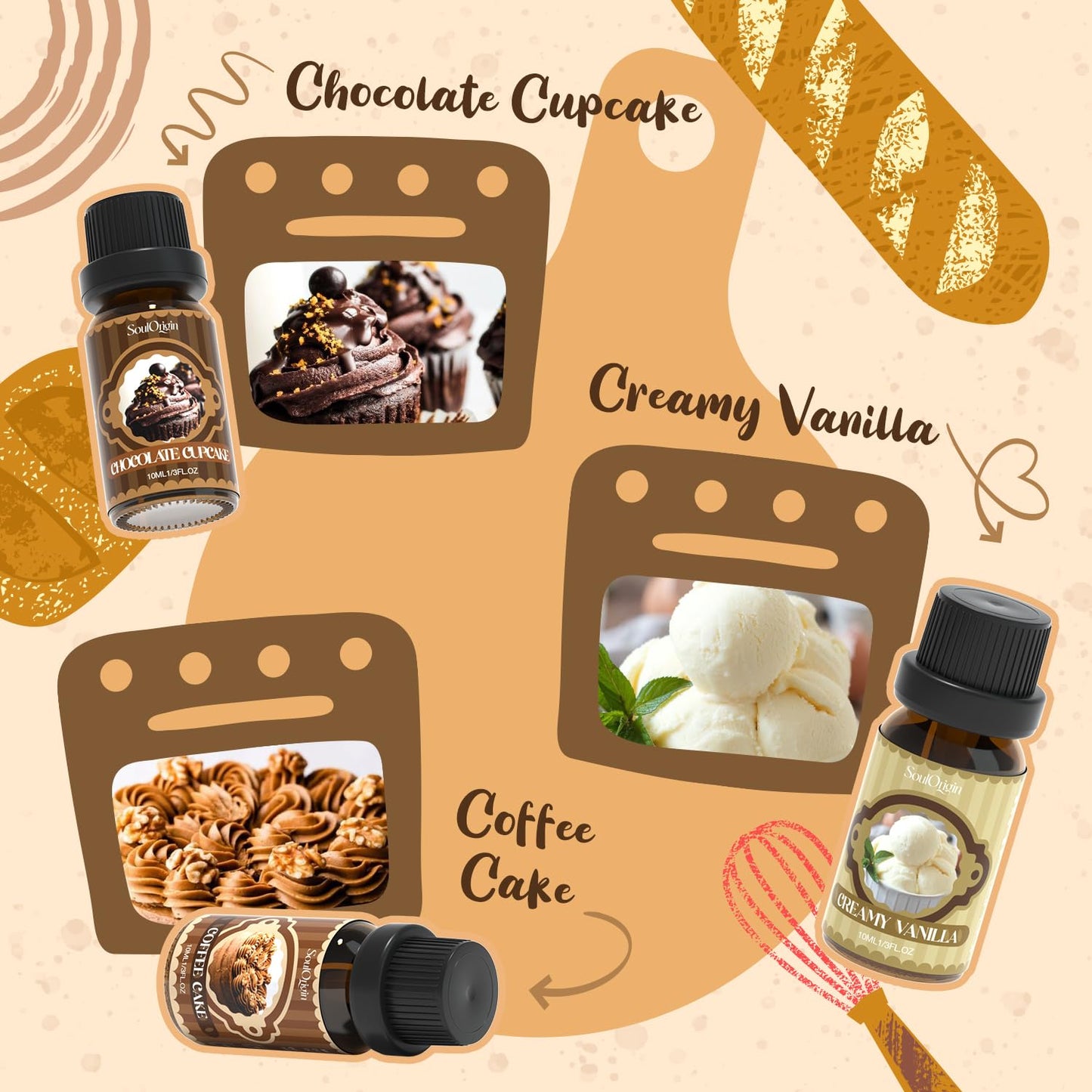 Soulorigin Bakery Essential Oils Set – Fragrance Oils for Diffusers & Candles