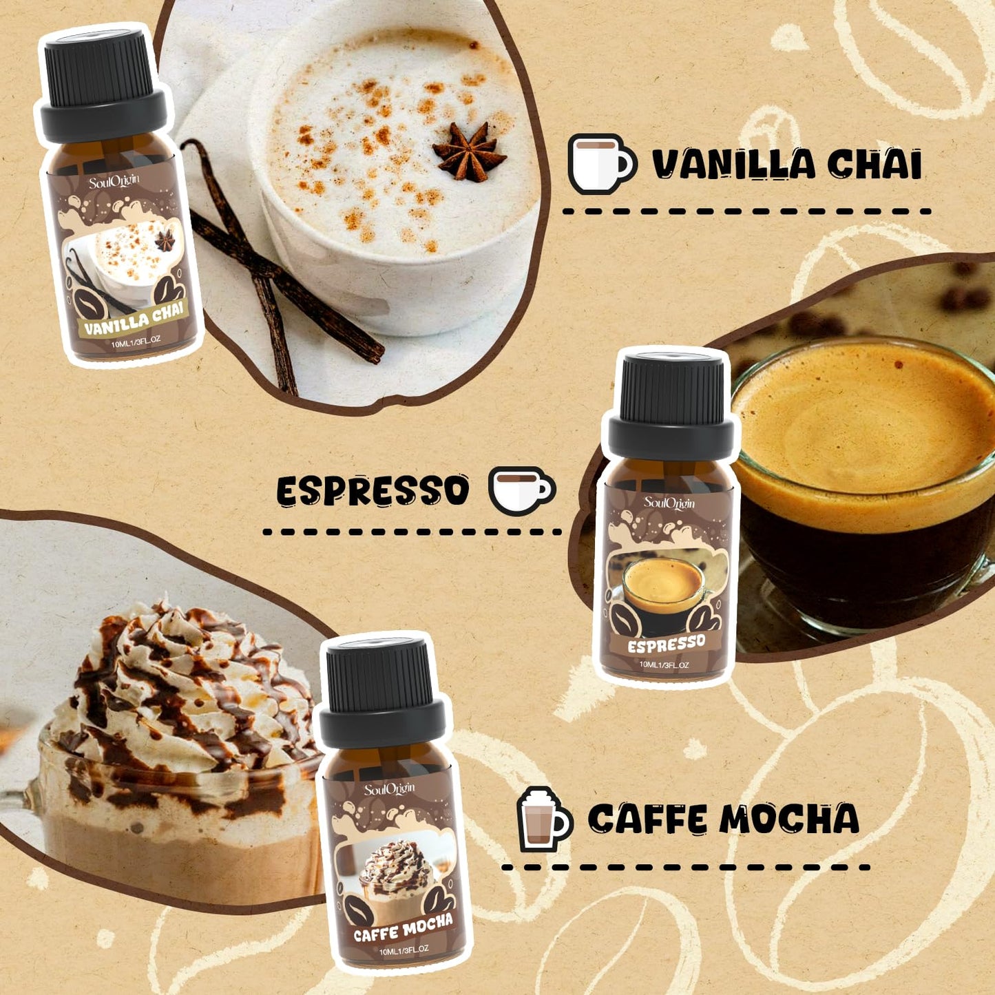 Soulorigin Coffee Fragrance Oils Set | Essential Oil for Diffusers, Soap & Candle Making