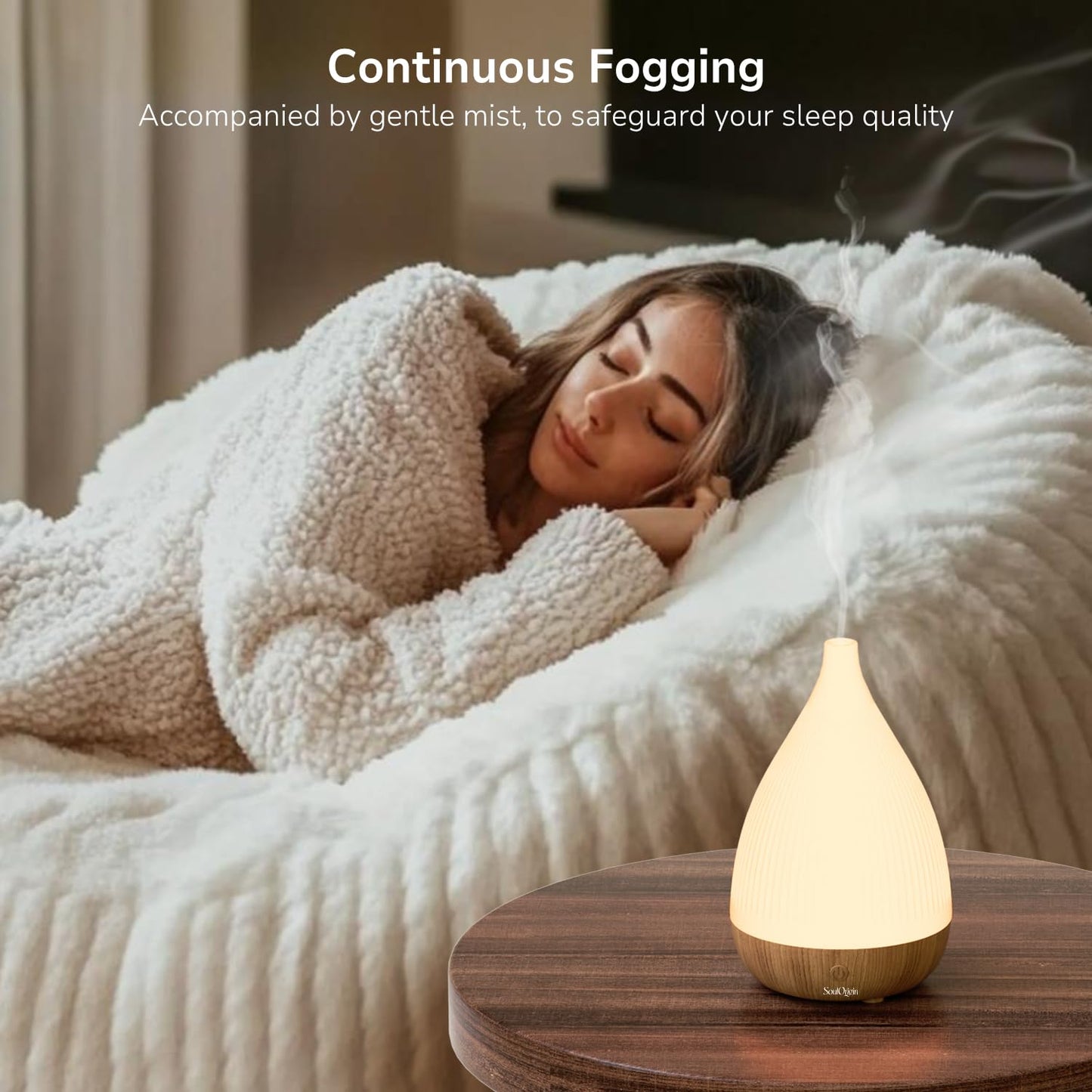 SOULORIGIN Ultrasonic Essential Oil Diffuser – Auto Shut-Off, 8-Color Night Light, BPA-Free