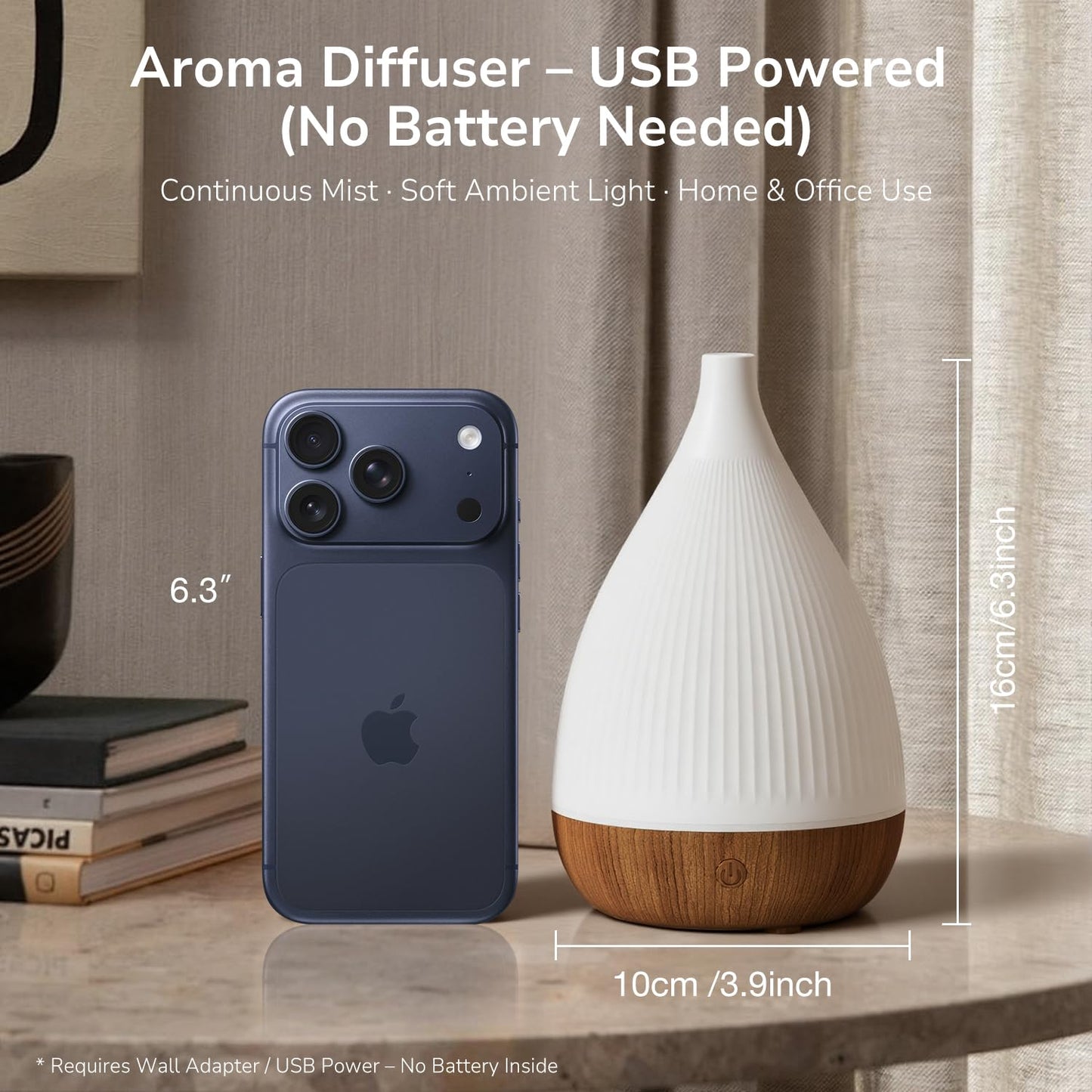SOULORIGIN Ultrasonic Essential Oil Diffuser – Auto Shut-Off, 8-Color Night Light, BPA-Free
