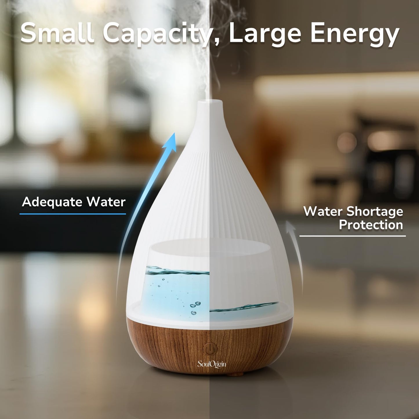 SOULORIGIN Ultrasonic Essential Oil Diffuser – Auto Shut-Off, 8-Color Night Light, BPA-Free