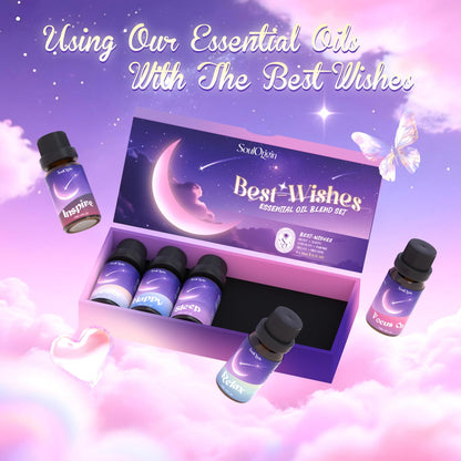 Soulorigin Essential Oil Blends - Sleep, Happy, Breathe, Inspire, Relax & Focus On | Diffuser Oils Gift Kit