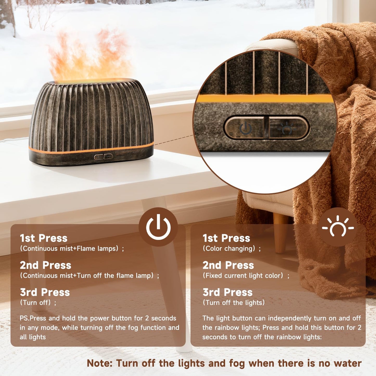 SOULORIGIN Essential Oil Diffuser - Gold, 120ml, 7-Color LED Lights, Auto Shut-Off