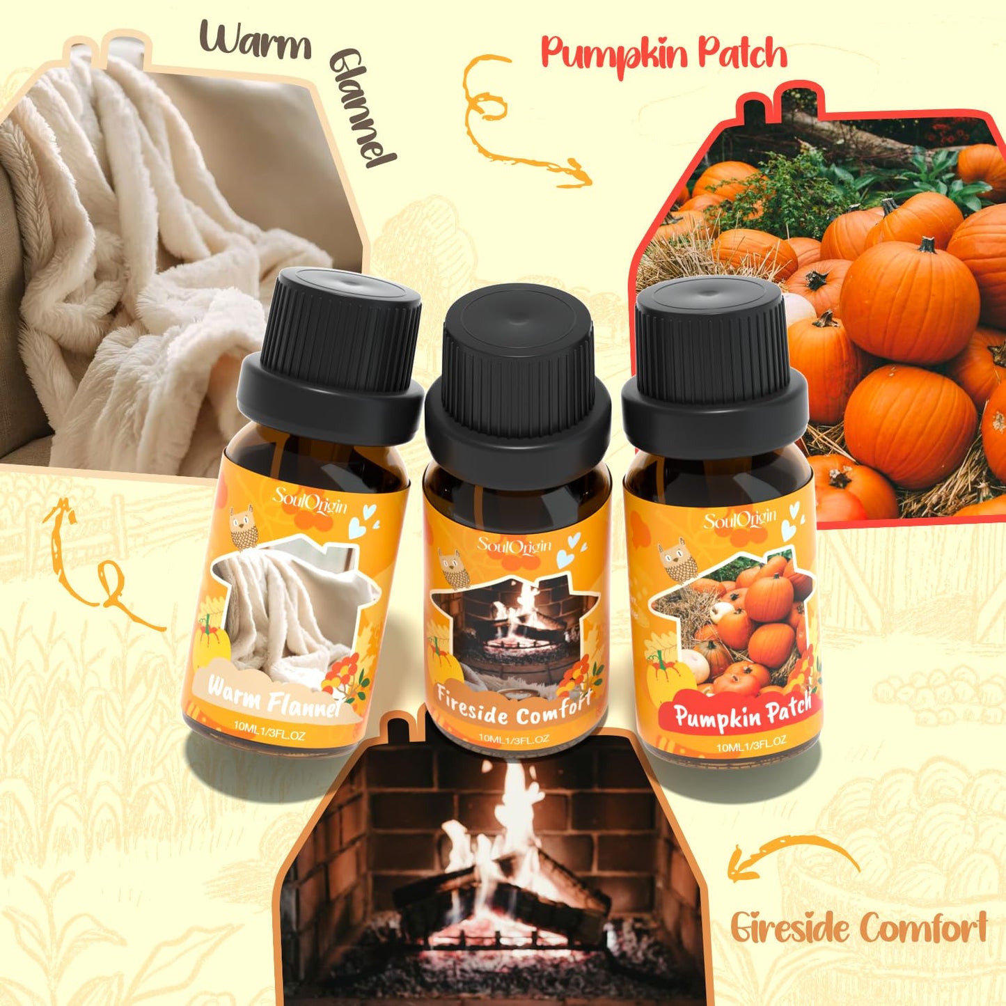 Soulorigin Fall Cozy Cabin Fragrance Oils Set | Diffuser & DIY