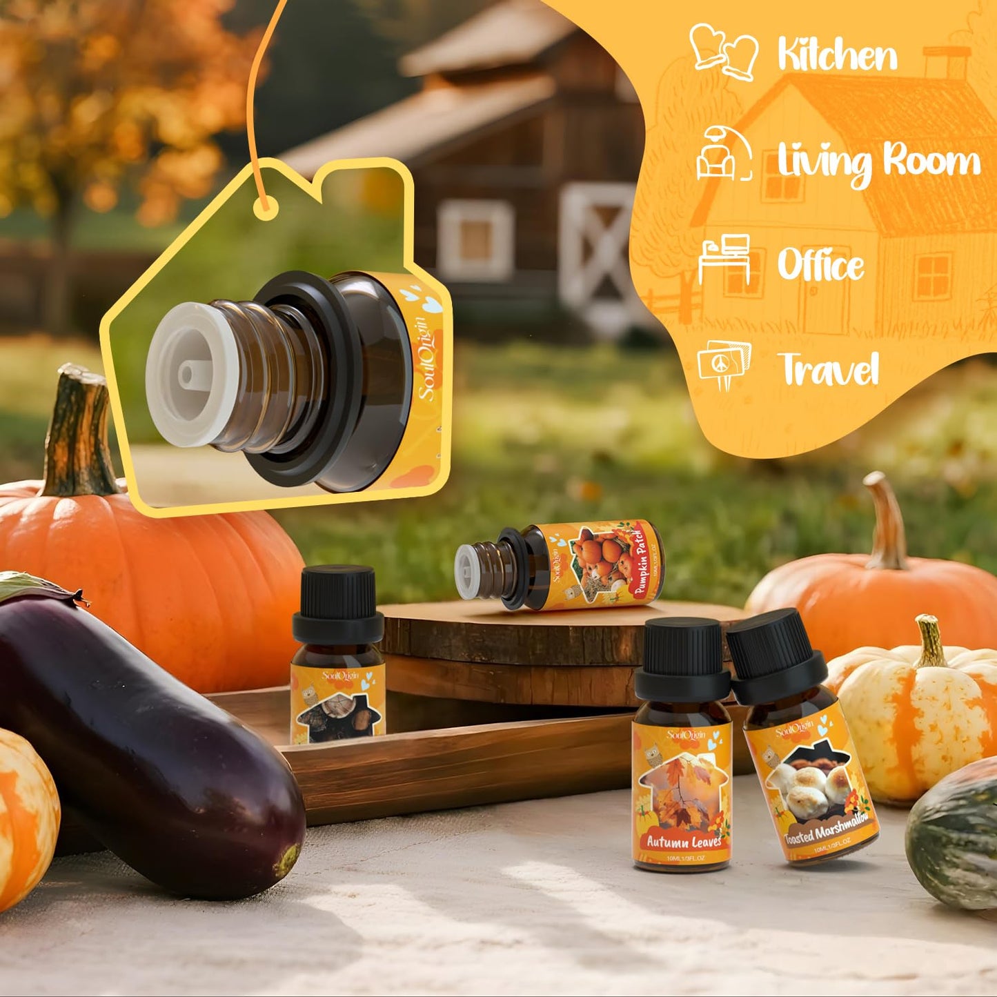 Soulorigin Fall Cozy Cabin Fragrance Oils Set | Diffuser & DIY