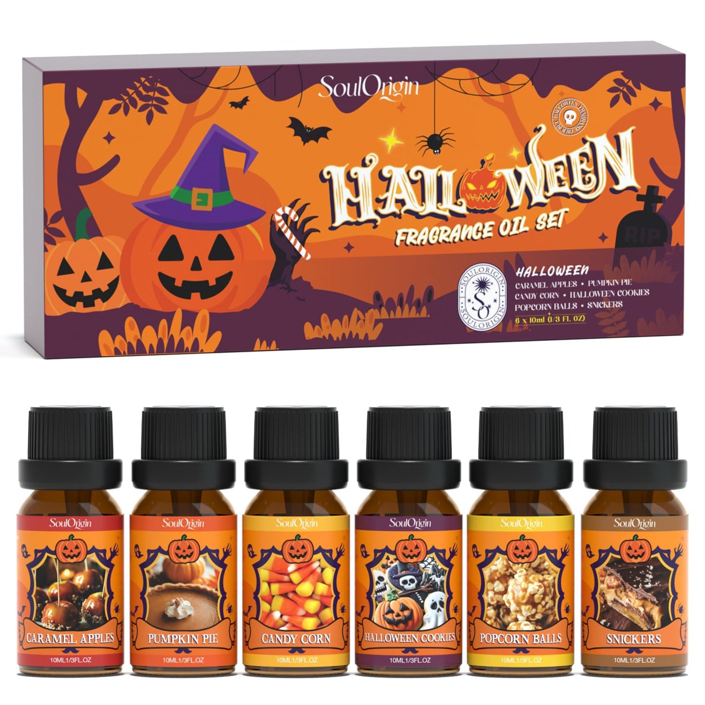 Soulorigin Halloween Fragrance Oils Set – Essential Oils for Diffuser, Candles & DIY Halloween Crafts
