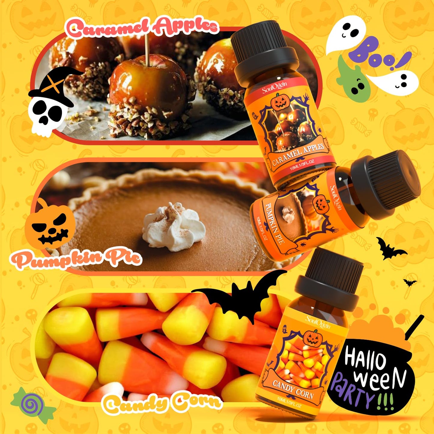 Soulorigin Halloween Fragrance Oils Set – Essential Oils for Diffuser, Candles & DIY Halloween Crafts