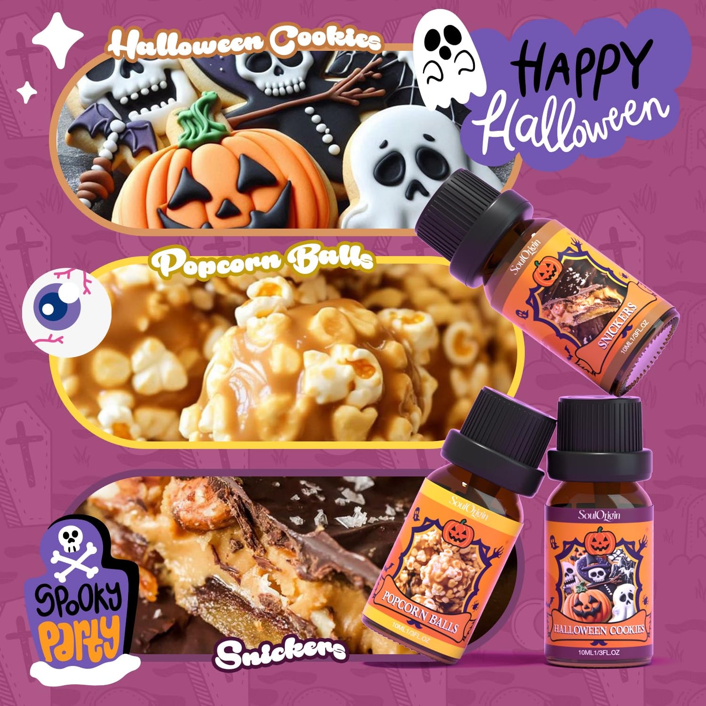 Soulorigin Halloween Fragrance Oils Set – Essential Oils for Diffuser, Candles & DIY Halloween Crafts