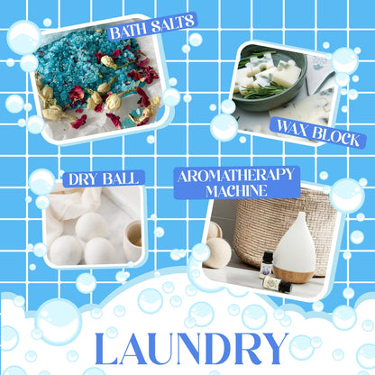 Soulorigin Laundry Fragrance Oils Set – Essential Oil Gift for Diffusers & Dryer Balls (Chamomile, Fresh Cotton, Sage, Cedar, Lavender, Cherry Soap)