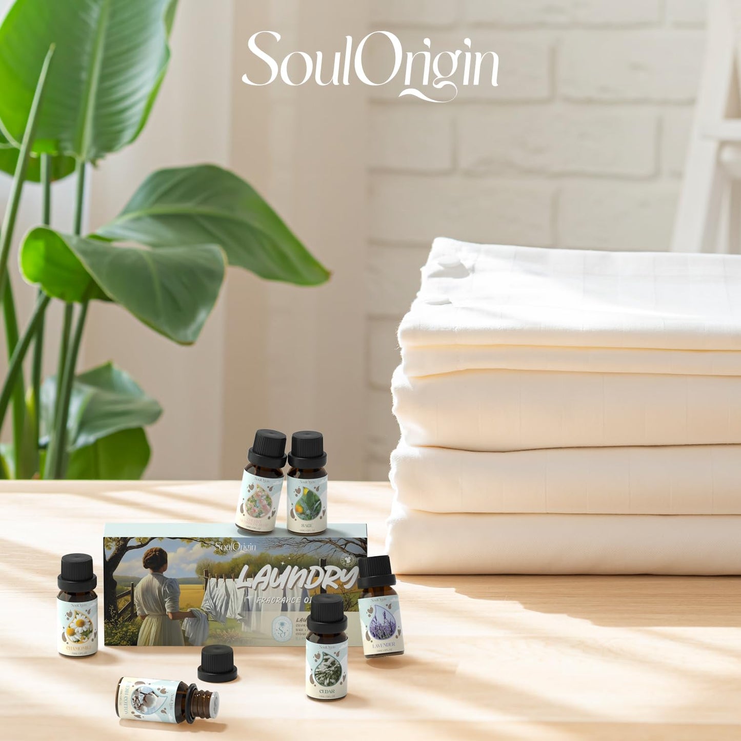 Soulorigin Laundry Fragrance Oils Set – Essential Oils for Diffuser & Fresh Laundry Scent
