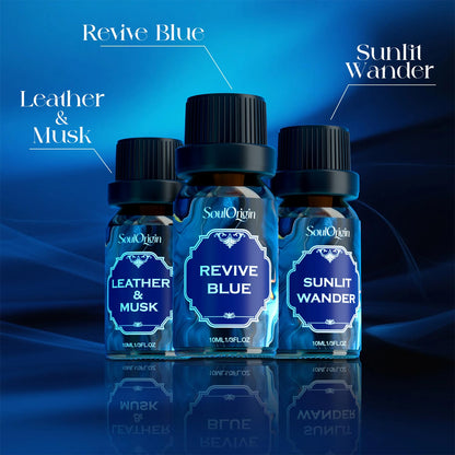 Soulorigin Cologne Fragrance Oils Set – Leather & Musk, Revive Blue, Sunlit Wander, Gentleman's Blend, Night Code, Cologne