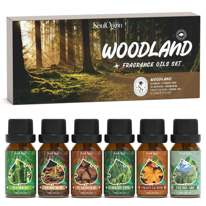 Soulorigin Woodland Fragrance Oils Set – Essential Oil Gift for Diffusers (Forest Pine, Teak, Bamboo, Fresh Soil, Fallen Leaves, Fresh Air)