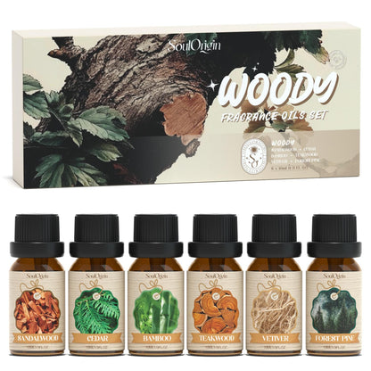 Soulorigin Woody Essential Oils Set – Diffuser & Candle Fragrances