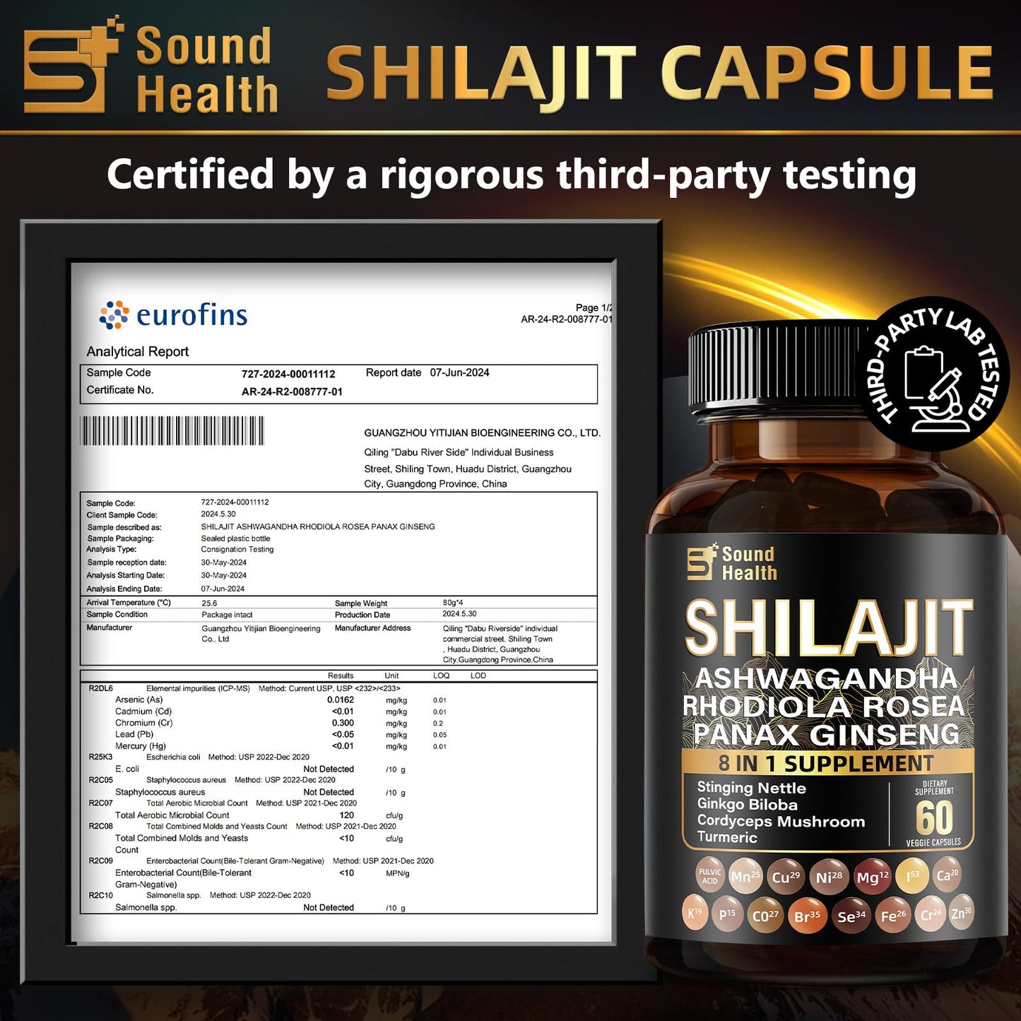 SoundHealth Wild Organic Irish Sea Moss & Shilajit – 2 Bottles, 60 Capsules Each