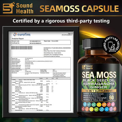 SoundHealth Wild Organic Irish Sea Moss & Shilajit – 2 Bottles, 60 Capsules Each