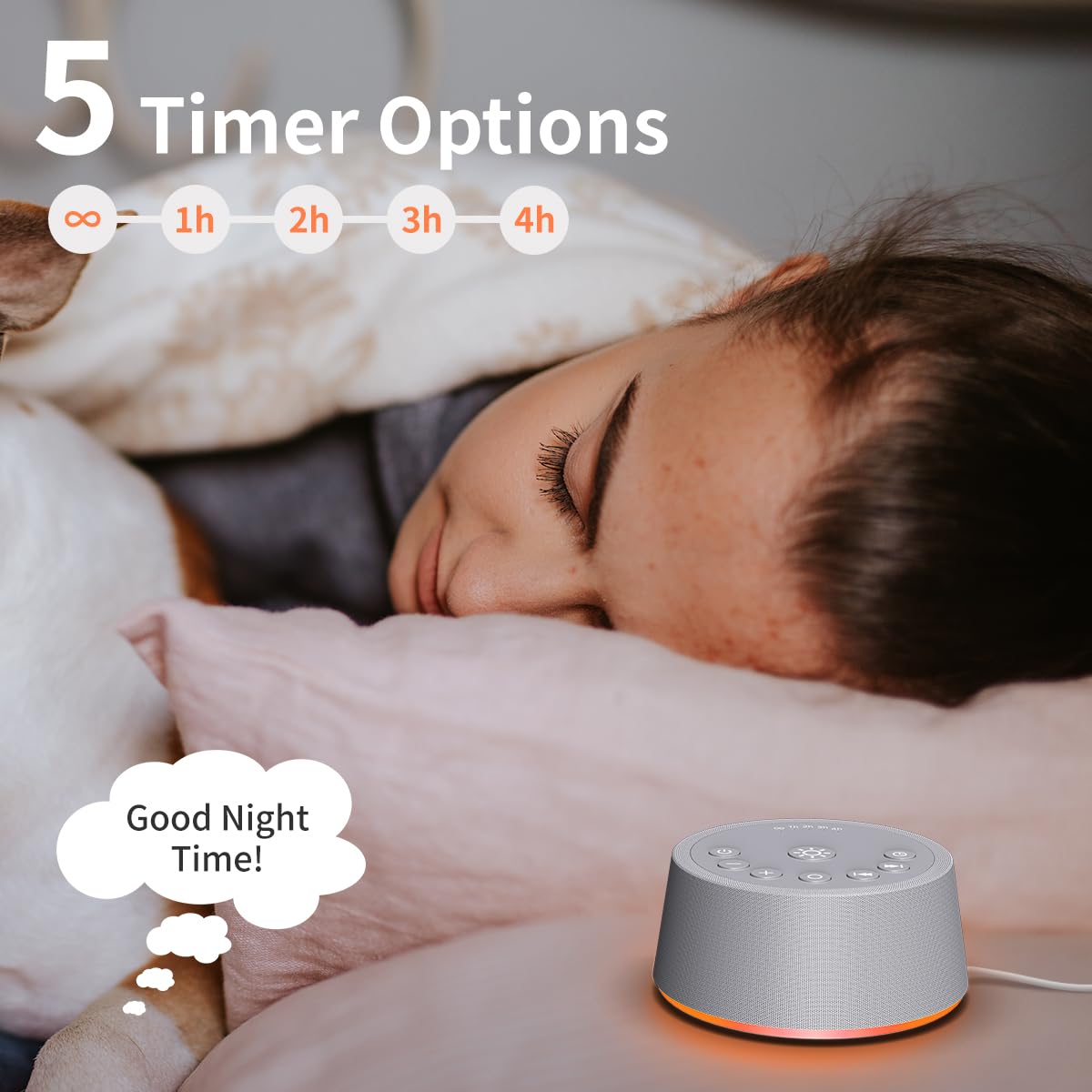SoundLegend Sleep White Noise Machine — 32-Level Volume, 30 Sounds, 12-Color Night Light, 5 Timers