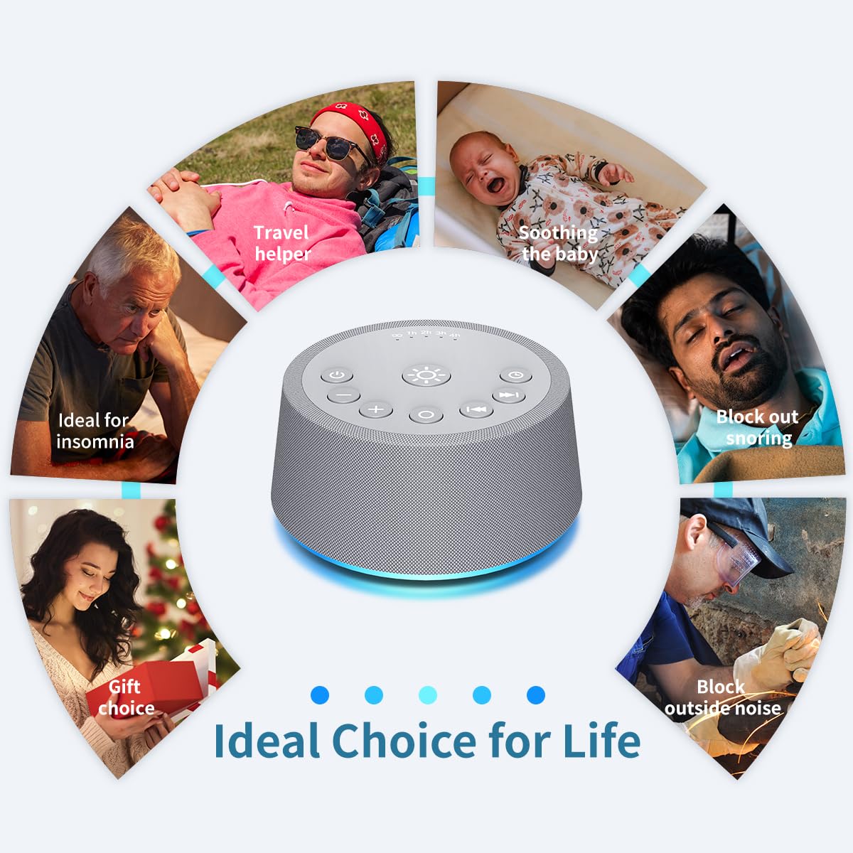 SoundLegend Sleep White Noise Machine — 32-Level Volume, 30 Sounds, 12-Color Night Light, 5 Timers