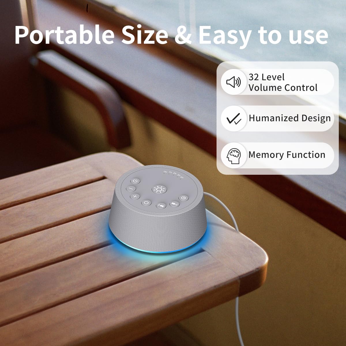 SoundLegend Sleep White Noise Machine — 32-Level Volume, 30 Sounds, 12-Color Night Light, 5 Timers