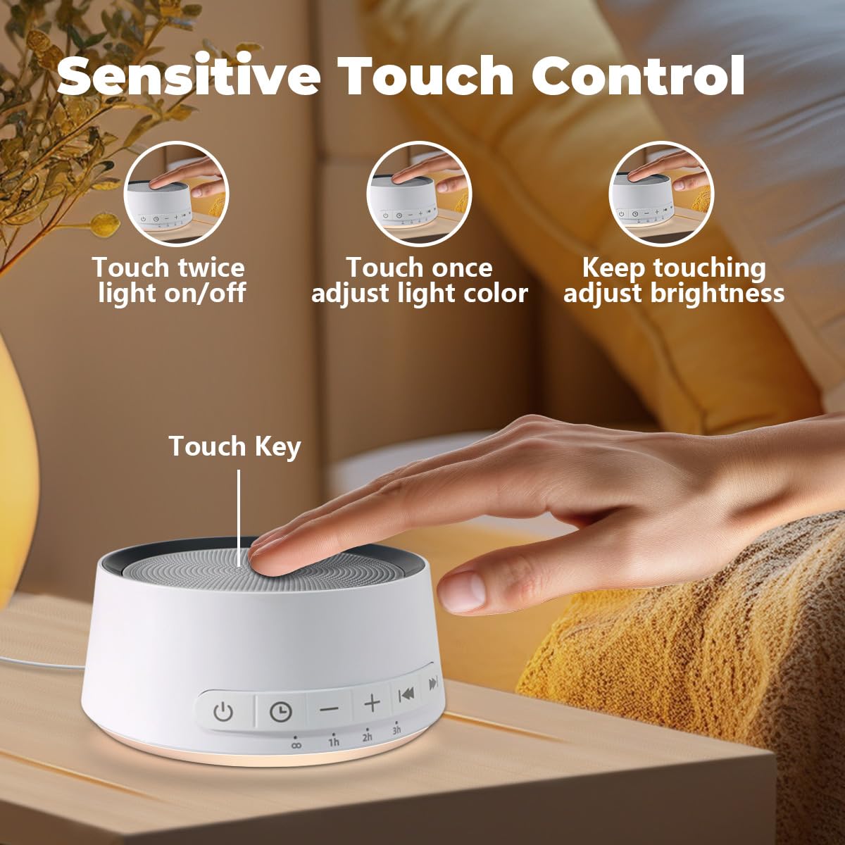 SoundMe Sound Machine — White Noise with 30 Sounds, 12-Color Night Light, 32 Volume Levels for Sleep, Office, Travel