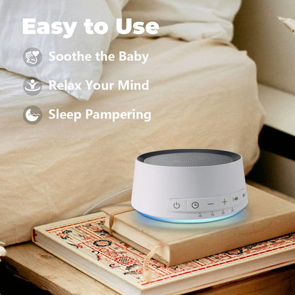 SoundMe Sound Machine — White Noise with 30 Sounds, 12-Color Night Light, 32 Volume Levels for Sleep, Office, Travel