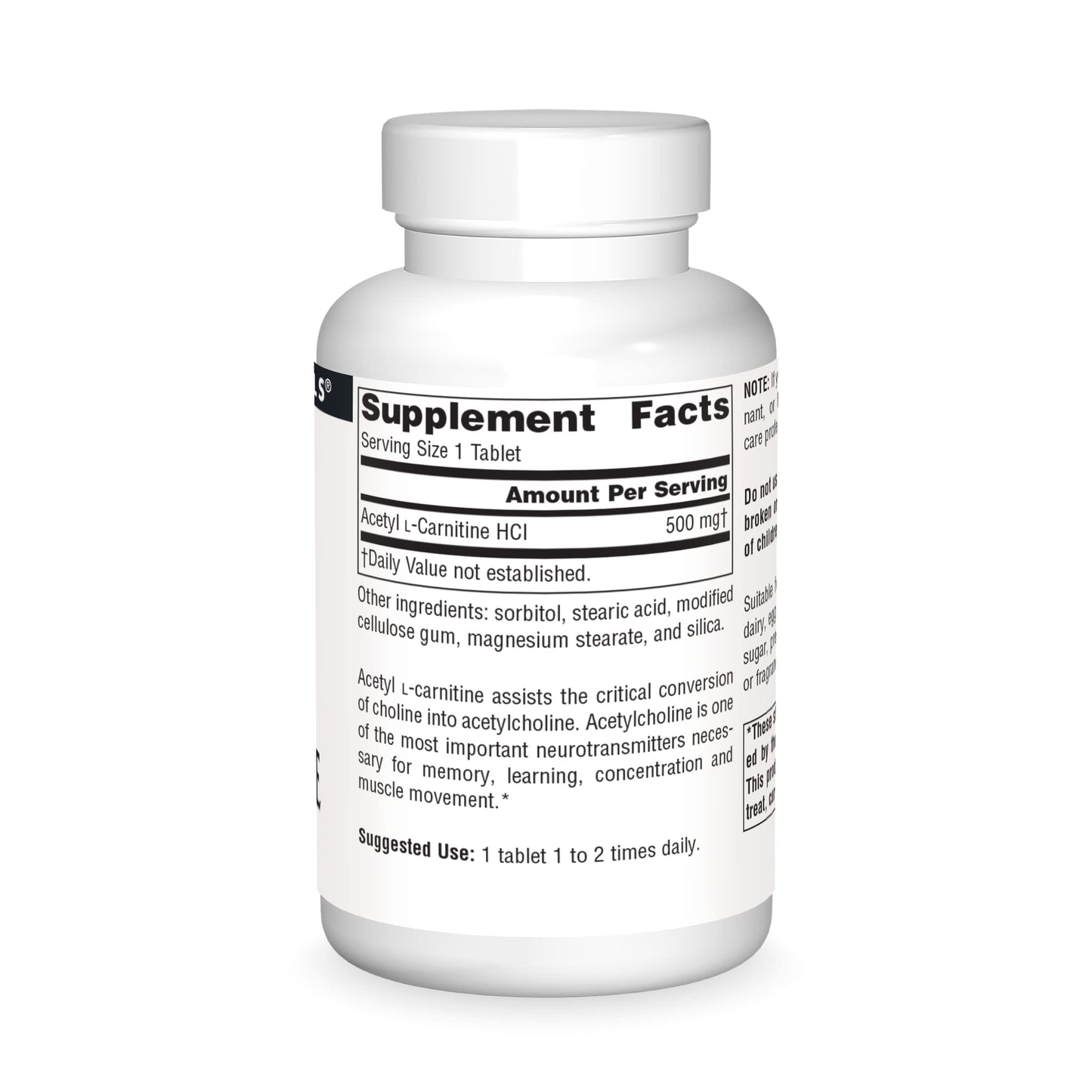 Source Naturals Acetyl L-Carnitine 500mg, 60 Tablets – Supports Memory, Focus & Muscle Energy